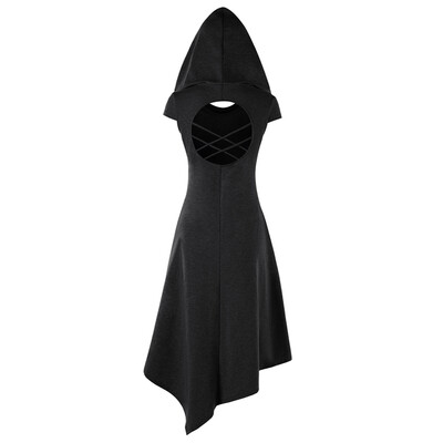 

Asymmetrical Hooded Cut Out Midi Dress