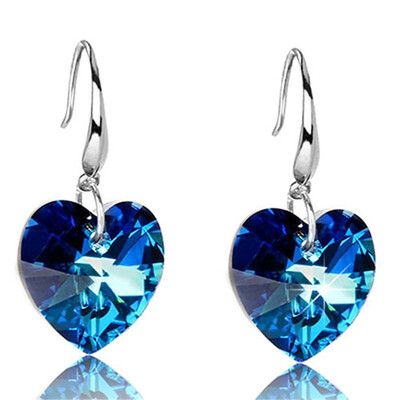 

Heart Drop Earrings Crystal Weddings Fashion Jewelry Party Lady Eardrop Accessories WHC69