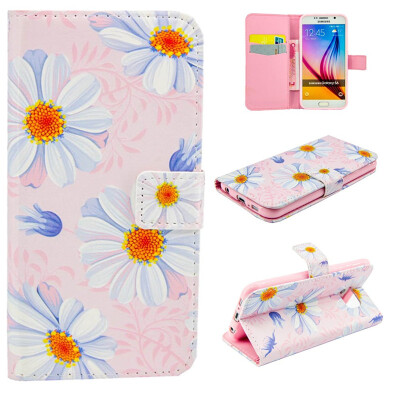 

Pink Flower Design PU Leather Flip Cover Wallet Card Holder Case for SAMSUNG GALAXY S6