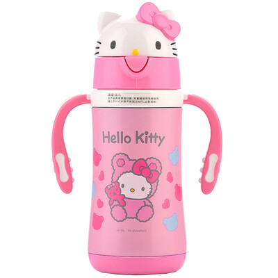 

Hello Kitty Insulation Cups Children&39s Stainless Steel Water Cups Men&39s&Women&39s Students Double Handle Cups 300ML Pink