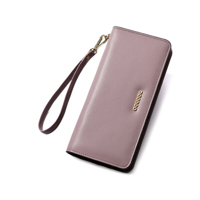 

DOODOO wallet female long section Japan and South Korea leather zipper Ms. long zipper leather wallet wallet wallet D6901 gold