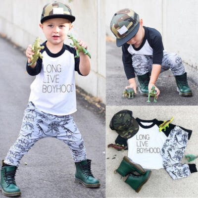 

AUStock Kids Baby Boy Dinosaur T-shirt Tops Pants Leggings Outfit Clothing Set