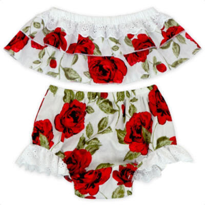 

New Toddler Infant Baby Girls Off Shoulder Floral TopsBriefs Outfit Set Clothes