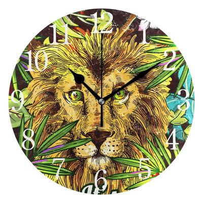 

Wall Clock Arabic Numerals Design Summer Tiger Pattern Round