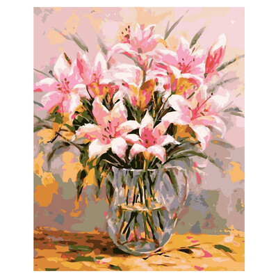 

UpperX Frameless Lily Picture On Wall Oil Painting Flowers Home Decor Drawing Hand Unique Gifts