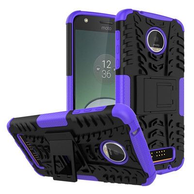 

Fivice Motorola Moto Z Play Case TPU anti-fall tire pattern back clip bracket phone case