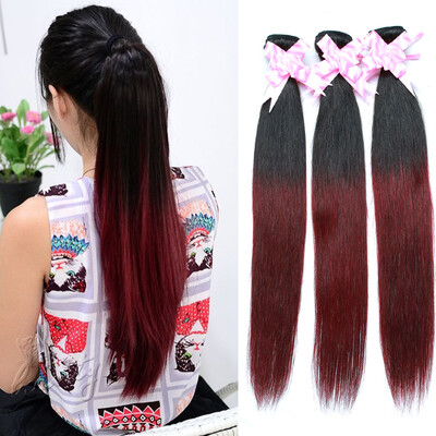 

Malaysian Straight Human Hair Black And Burgundy Malaysian Hair 2 Tone Malaysian Virgin Ombre Hair Bundles Bettylove Hair