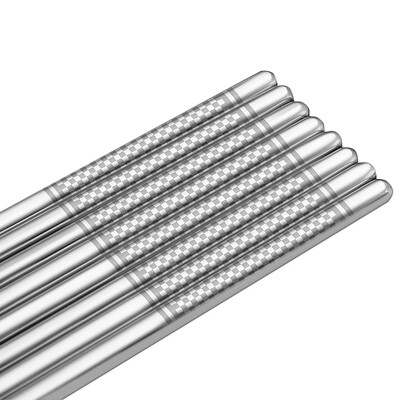 

Double gun Suncha chopsticks 304 stainless steel chopsticks square chopsticks suit non-slip Japanese-style hotel chopsticks 10 double-mounted DK3051