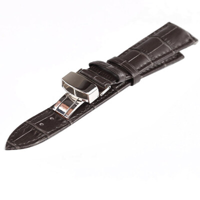 

New Genuine Calf Leather Watch Band Strap Bracelet Stainless steel Clasp 20MM