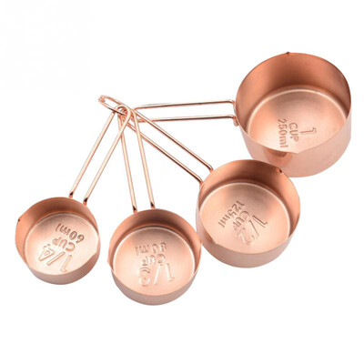 

UpperX Rose gold Stainless Steel Measuring Cups Set of 4 - Gorgeous & Heavy Duty Mirror Polished Perfect For All Ingredients