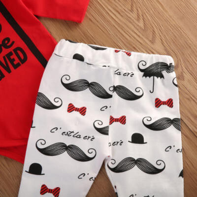 

Newborn Baby Boys Top Romper Moustache Pants Hat Outfits Set Clothes 0-24M 3Pcs