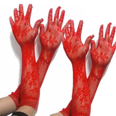 

Fashion Transparent Wedding Gift Stretch Long Bridal Lace Gloves Womens