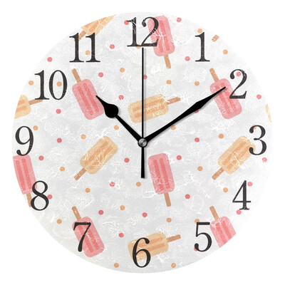 

Wall Clock Arabic Numerals Design Cute Colorful Ice Cream Round