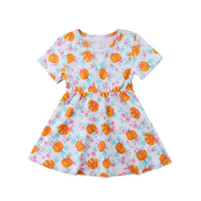 

Toddler Kids Baby Girls Lovely Pastoral Style Short Sleeve Dress Clothes Summer