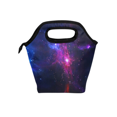 

Insulated Lunch Tote Bag Sci Fi Nebula Travel Picnic Lunch Handbags Portable Zipper Lunch Bag Box