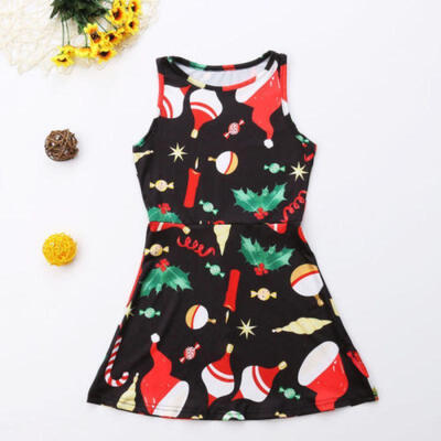 

HOT Mother And Daughter Printed Long Dress SHORT Casual Family Clothes Outfits