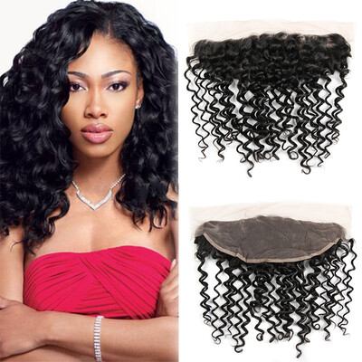 

Full Lace Frontal Closure Deep Indian Human Hair Lace Frontal With Baby Hair Indian Virgin Deep Wave Frontal 13x4 130 Density