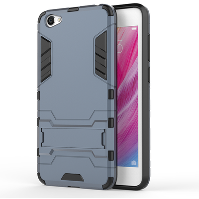 

Dark blue Slim Robot Armor Kickstand Shockproof Hard Rugged Rubber Back Case For VIVO Y55