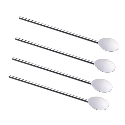 

UpperX Spoon Straws Stainless Steel by Pack of 4 Drinking Straws & Stirrers Perfect for Smoothies Milkshakes Slush Tea Coffee