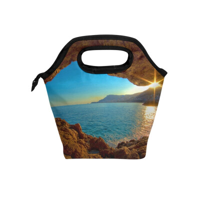 

Lunch Tote Bag Ocean Hole Travel Picnic Insulated Lunch Handbags Portable Zipper Lunch Bag Box