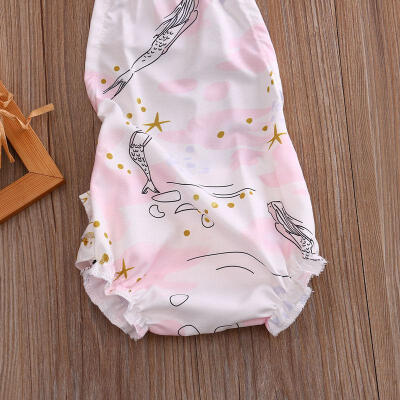 

Newborn Baby Girls Pink Mermaid Romper Bodysuit Jumpsuit Outfits Clothes 0-24M