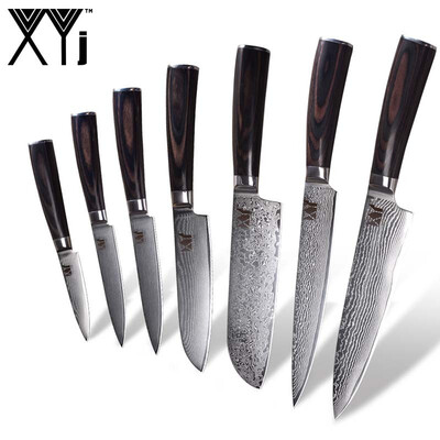 

XYj Damascus Knife 8" 8" 7" 5" 5" 45" 35" Kitchen Knife 73 Layers Damascus Steel Cooking Tools