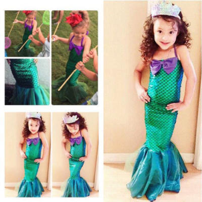 

Lovely Kids Little Mermaid Set Girl Princess Dress Party Cosplay Costume Outfits