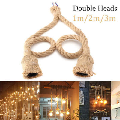 

E27 Industrial Pendant Lamp Vintage Edison Hemp Rope Ceiling Light Fixture NEW