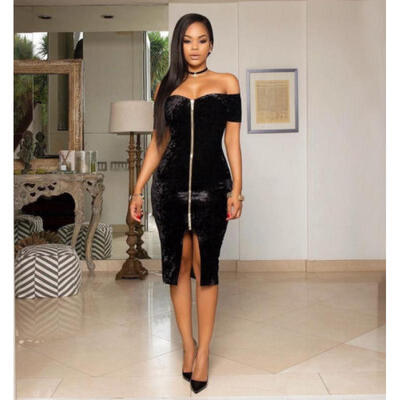 

Women Winter Velet Bodycon Sexy Clubwear Party Evening Cocktail Pencil Dress New