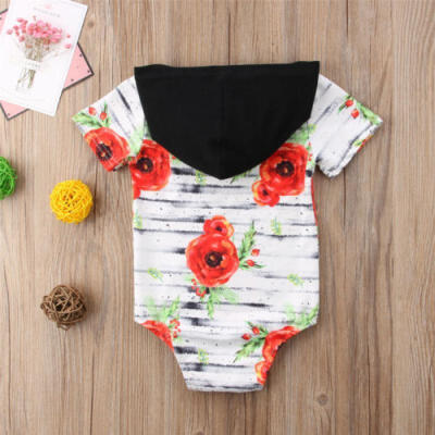 

Canis Summer Kid Baby Boys Girls Flower Hooded Romper Bodysuit Jumpsuit Outfits