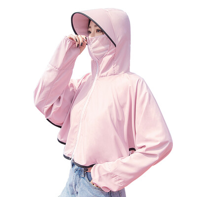 

Norlansondi NOLANSEND sunscreen shawl short cardigan loose riding sun hat cuff cover face visor breathable mask sun hooded clothes light blue NL072