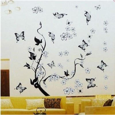 

Waterproof Removable Butterfly Flower Vine Decal PVC Wall Sticker Bedroom Decor