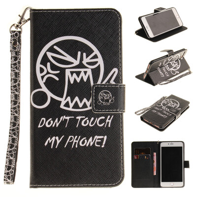 

Do not touch me Design PU Leather Flip Cover Wallet Card Holder Case for IPHONE 7 Plus