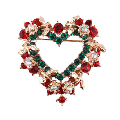 

Кристалл Rhinestone сердца Рождественский венок Брошь Pin подарка Xmas партия Декор