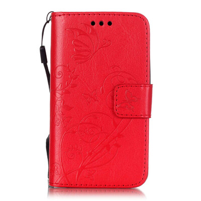 

Red Flower Design PU Leather Flip Cover Wallet Card Holder Case for SAMSUNG S7EDGE
