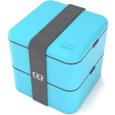 

Monbento original double - layer square box microwave oven lunch box Japanese lunch box sky blue 1200 03 004