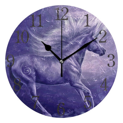 

Wall Clock Night Purple Unicorn Round Wall Clock Arabic Numerals Design