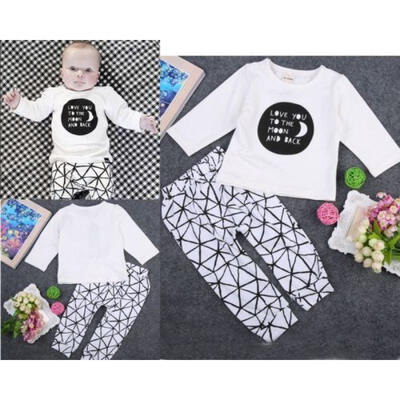 

Newborn Baby Boys Girls Kids Casual T-shirt TopsLong Pants Outfit Clothes Set P