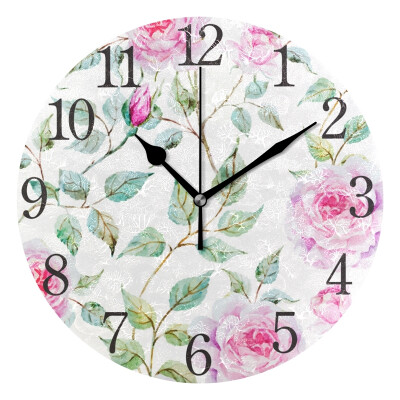 

Wall Clock Arabic Numerals Design Rose Pink Round