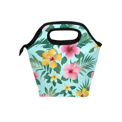 

Insulated Lunch Tote Bag Leaves Flower Travel Picnic Lunch Handbags Portable Zipper Lunch Bag Box