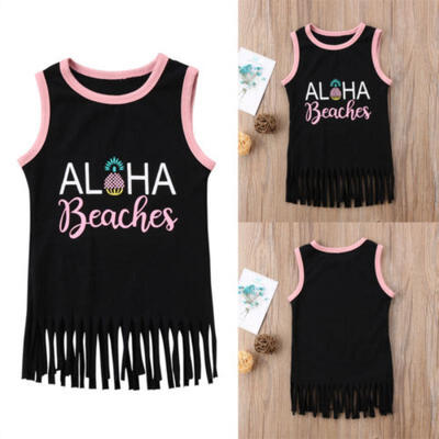 

Kids Baby Girls Tassel Sleeveless Dress Casual Party Dresses Sundress Outfits