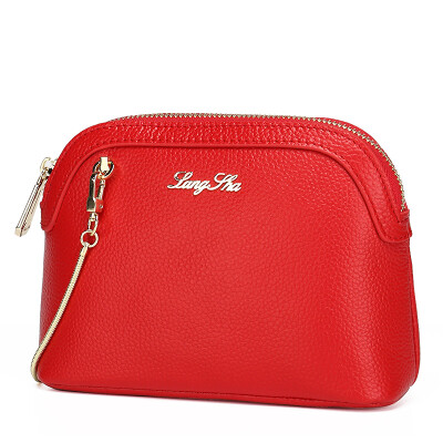 

Langsha LangSha shoulder bag ladies first layer of leather Messenger bag European and American simple chain handbags L1337-1R red