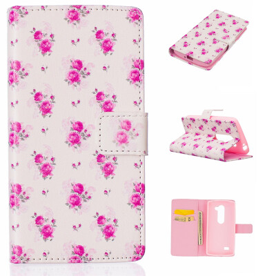 

Little Rose Design PU Leather Flip Cover Wallet Card Holder Case for LG LEON H340N