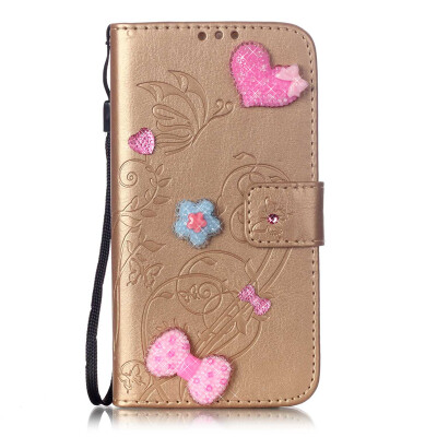 

Gold Flower Design PU Leather Flip Cover Wallet Card Holder Case for HUAWEI P9