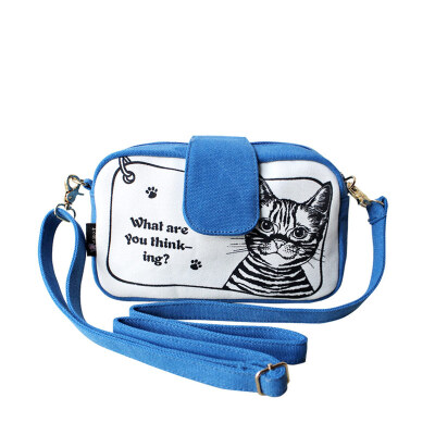 

Flower Princess Princess Fashion Handbags Original Cat Small Casual Messenger Bag 1404X001 Blue