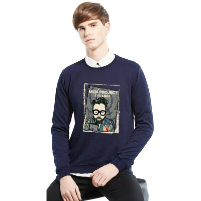 

Antarctic sweater men fashion round tide male cartoon print cotton casual men long sleeve sweater NJR816 black M