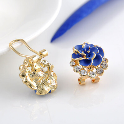 

MyMei Elegant Women Lady Crystal Rhinestone Rose Flower Ear Studs Earrings Jewelry