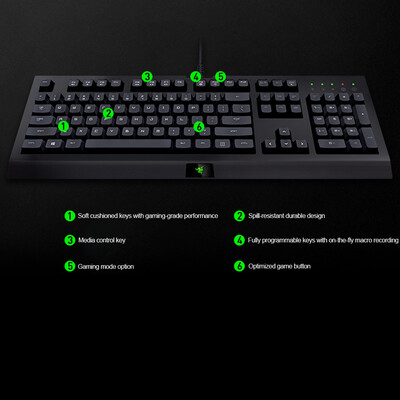 

Razer Cynosa Wired Gaming Keyboard Membrane Keyboard for Game Macro Recording Programmable Keys 104 Keys for Laptop PC