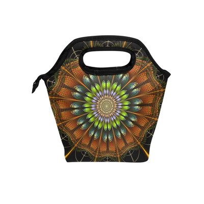 

Insulated Lunch Tote Bag Bohemia Pattern Travel Picnic Lunch Handbags Portable Zipper Lunch Bag Box