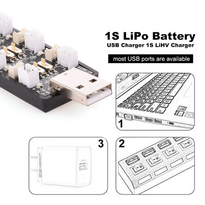 

1S LiPo Battery USB Charger 1S LiHV Charger 6 Channel for LiHV 37V435V 1S LiPo Battery